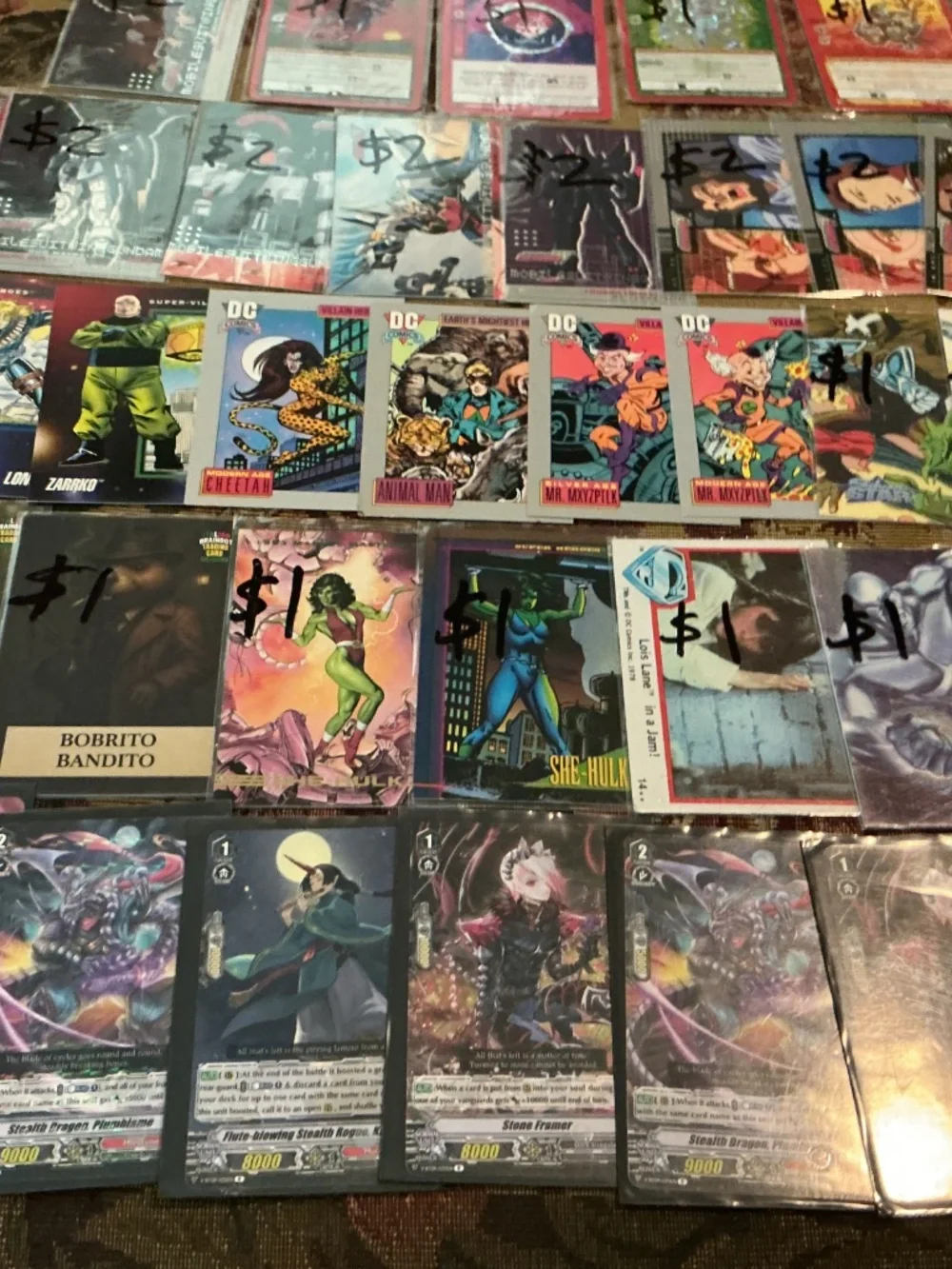 43 Trading Cards of Gundam Dc Marvel silver star MetaZoo cardfight & Brainrot